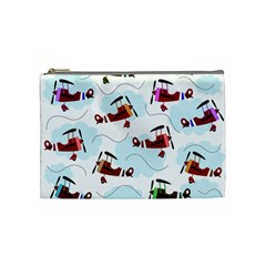 Airplanes Pattern Cosmetic Bag (medium)  by Valentinaart