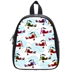 Airplanes Pattern School Bags (small)  by Valentinaart