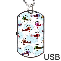 Airplanes Pattern Dog Tag Usb Flash (two Sides) by Valentinaart