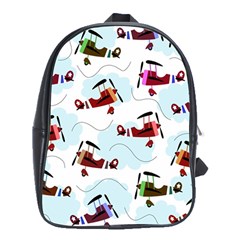 Airplanes Pattern School Bags (xl)  by Valentinaart