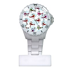 Airplanes Pattern Plastic Nurses Watch by Valentinaart