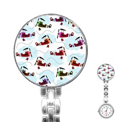 Airplanes Pattern Stainless Steel Nurses Watch by Valentinaart