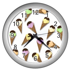 Ice cream pattern Wall Clocks (Silver) 