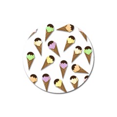 Ice Cream Pattern Magnet 3  (round) by Valentinaart