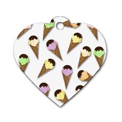 Ice Cream Pattern Dog Tag Heart (two Sides)