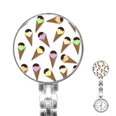 Ice Cream Pattern Stainless Steel Nurses Watch by Valentinaart