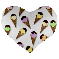 Ice Cream Pattern Large 19  Premium Flano Heart Shape Cushions by Valentinaart