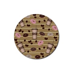 Coffee And Donuts  Rubber Round Coaster (4 Pack)  by Valentinaart