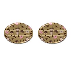 Coffee And Donuts  Cufflinks (oval) by Valentinaart