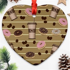 Coffee And Donuts  Heart Ornament (two Sides) by Valentinaart