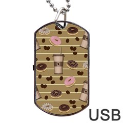 Coffee And Donuts  Dog Tag Usb Flash (two Sides) by Valentinaart