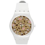 Coffee and donuts  Round Plastic Sport Watch (M) Front