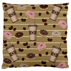 Coffee And Donuts  Large Flano Cushion Case (one Side) by Valentinaart