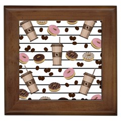 Donuts And Coffee Pattern Framed Tiles