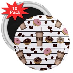 Donuts And Coffee Pattern 3  Magnets (10 Pack)  by Valentinaart