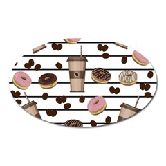 Donuts And Coffee Pattern Oval Magnet by Valentinaart