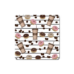 Donuts And Coffee Pattern Square Magnet by Valentinaart