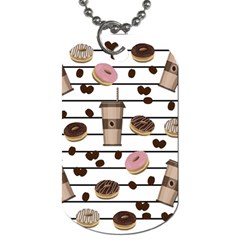 Donuts And Coffee Pattern Dog Tag (one Side) by Valentinaart