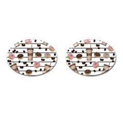 Donuts And Coffee Pattern Cufflinks (oval)