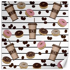 Donuts And Coffee Pattern Canvas 12  X 12   by Valentinaart