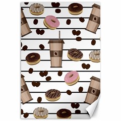 Donuts And Coffee Pattern Canvas 12  X 18   by Valentinaart