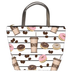 Donuts And Coffee Pattern Bucket Bags by Valentinaart