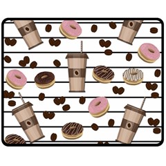 Donuts And Coffee Pattern Double Sided Fleece Blanket (medium)  by Valentinaart