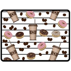 Donuts And Coffee Pattern Double Sided Fleece Blanket (large)  by Valentinaart