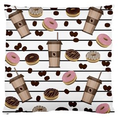 Donuts And Coffee Pattern Large Flano Cushion Case (two Sides) by Valentinaart