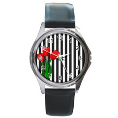 Tulips Round Metal Watch by Valentinaart