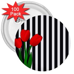 Tulips 3  Buttons (100 Pack)  by Valentinaart