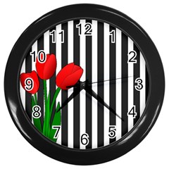 Tulips Wall Clocks (black) by Valentinaart