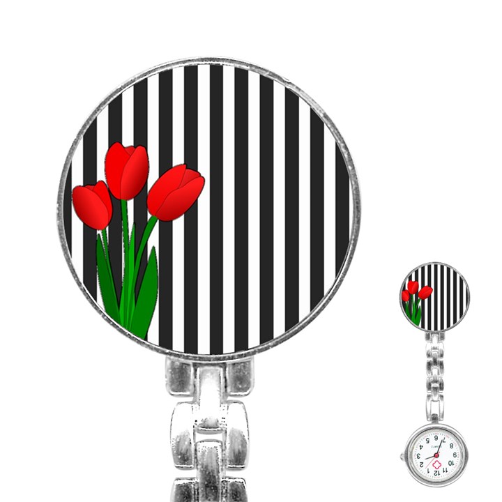 Tulips Stainless Steel Nurses Watch