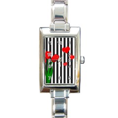 Tulips Rectangle Italian Charm Watch by Valentinaart