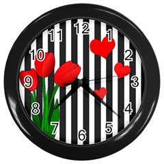 Tulips Wall Clocks (black) by Valentinaart