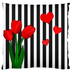 Tulips Large Cushion Case (two Sides) by Valentinaart