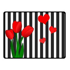 Tulips Double Sided Fleece Blanket (small)  by Valentinaart