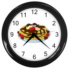 Pancakes - Shrove Tuesday Wall Clocks (black) by Valentinaart