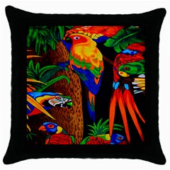 Parrots Aras Lori Parakeet Birds Throw Pillow Case (black) by Nexatart