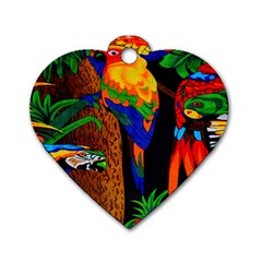 Parrots Aras Lori Parakeet Birds Dog Tag Heart (two Sides) by Nexatart