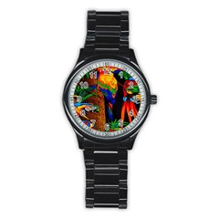 Parrots Aras Lori Parakeet Birds Stainless Steel Round Watch by Nexatart