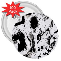 Pattern Color Painting Dab Black 3  Buttons (100 Pack)  by Nexatart