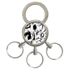 Pattern Color Painting Dab Black 3-Ring Key Chains