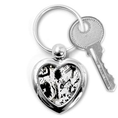 Pattern Color Painting Dab Black Key Chains (Heart) 