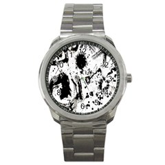 Pattern Color Painting Dab Black Sport Metal Watch