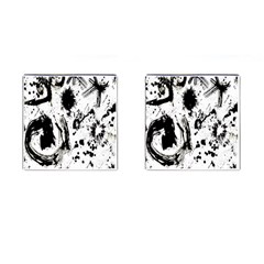 Pattern Color Painting Dab Black Cufflinks (Square)