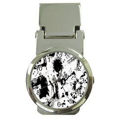 Pattern Color Painting Dab Black Money Clip Watches