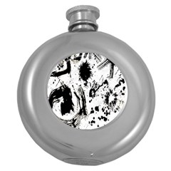 Pattern Color Painting Dab Black Round Hip Flask (5 oz)