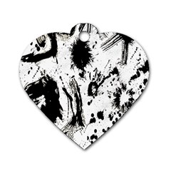 Pattern Color Painting Dab Black Dog Tag Heart (One Side)