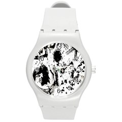 Pattern Color Painting Dab Black Round Plastic Sport Watch (m) by Nexatart